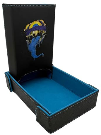 Norse Foundry Mimic Würfeltablett und Turm Bundle - Luxuriöser blauer Samt und PU-Leder-Finish - RPG-Gaming-Zubehör für Tischabenteuer - Kontrollierte Rollen & Fantasy-Design