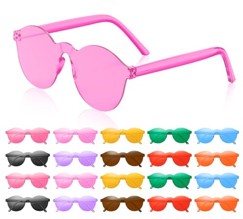 Kangtaixin Hippie Herzförmige Brille – 20 paar Transparente Candy-Farbene Sonnenbrille für Geburtstagsfeier, Halloween und Party, Lustige Partybrillen für Erwachsene und Kinder