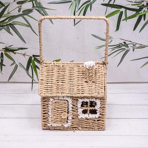 Annibells House Shape Natural Woven Wicker Storage Basket/Toy Box Playhouse