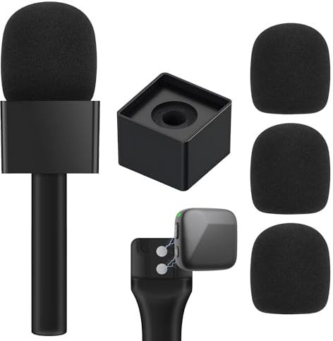 NEWZEROL Mic Handle for DJI Mic Mini ONLY,Handheld Mic Stand,Suitable for Vlogging, Interview, Podcast, Reports with Three Color Windshields Foams,Black