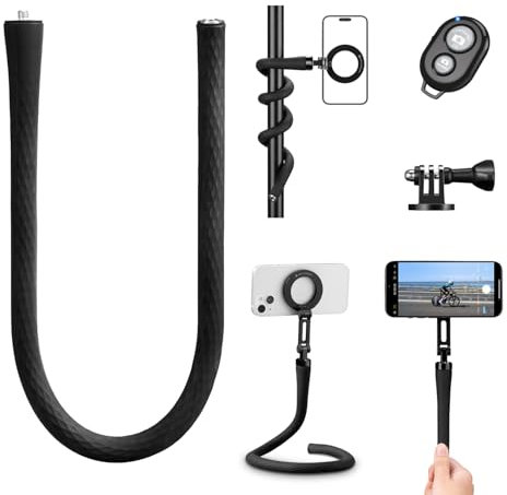 K&F Concept Supporto Magnetico per Smartphone MS35, Bastone Selfie Cellulare Pieghevole con Telecomando Bluetooth e Adattatore a 1/4, Compatibile con iPhone/Android/GoPro/DJI Osmo Action/Insta360 X4