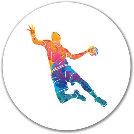 Huuraa Aufkleber bunte Handball Silhouette Geschenk 10cm bunte Handball Geschenkidee