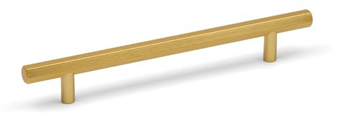 160mm Brushed Brass Hexagon Bar Handle Brushed Cabinet Cupboard Door Drawer T-Bar Pull