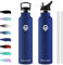 Thermosflasche 1L, BPA-Frei, Edelstahl Trinkflasche mit Strohhalm, Vakuum Thermosflasche, Einhandöffnung, Kohlensäure Geeignet, Isolierte Wasserflasche für Fahrrad, Picknick, Fitness, Sprudel