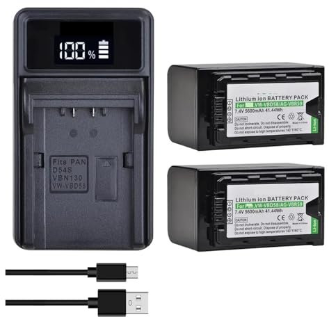 5600mAh VW-VBD58 Batteries Charger，Compatible For Panasonic，for AG-VBR59,BGH1,HC-X1,HC-X1500,HC-X2000,AG-CX10,AG-CX350,AG-UX180,AG-AC30