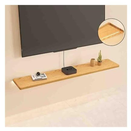 Mobile per TV Mensole TV sospese, mensola TV da parete da 63,0/70,8 con luce LED, mensole portaoggetti moderne in legno massello, mensole da parete sotto le TV Consolle TV(Natural,160cm)