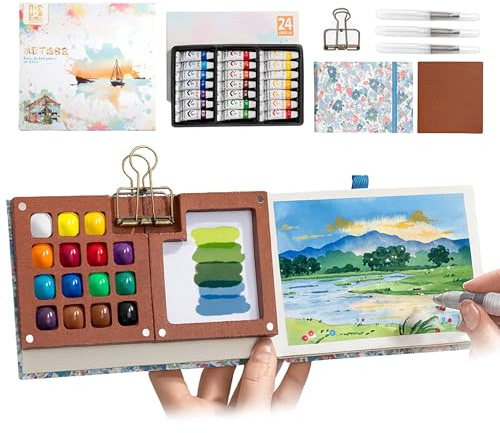 Mini boîte à Peinture Aquarelle : Kit de Voyage Portable pour Peintres Étudiants Artistes, Palette de 15 grilles