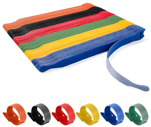 PacuM 150 Pièces Attache Cable Scratch Cable Management Bureau Serre-Câbles électriques Réutilisables Multicolore Serre Fil Autocollants pour Maison Bureau Centres et Données