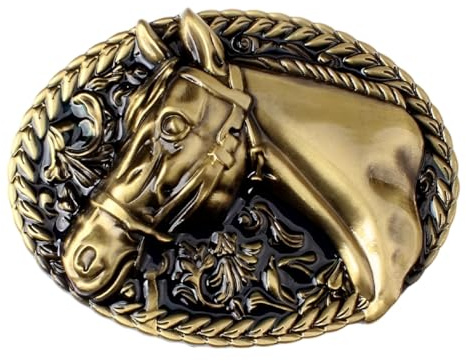 Fachoice Ovale Gürtelschnalle Pferdekopf für Männer Gürtelschnalle Pferdekranz Cowboy Schmuck Stammespferdekrieger Tier fur Herren