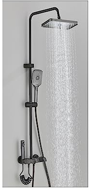 FWPGFVY Digital Display Bath Shower Set,White Piano Bathroom Shower System Set,Rainfall Bathroom Shower Faucet Head Quality Brass Piano Key(Digital display B)