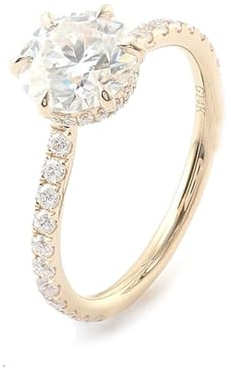 Gold Ring 375, Vintage Ring Damen Moissanit 3ct 6 Zinken Ehering 9K Gelbgold Größe 53 (16.9)