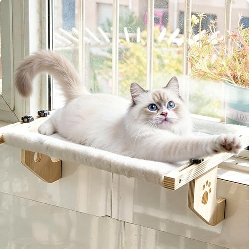 Amaca per gatti, cuccia per gatti da balcone 50x38 cm, amaca per gatti, cuccia da finestra per gatti, cuccia da davanzale fino a 14 kg, montaggio a parete su davanzale con tappetino in pelliccia di
