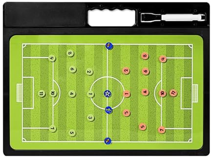 Erconsso Fußballbrett | Magnetisches Trainingsgerät – doppelseitiges Klemmbrett für Fußballstrategie mit Marker, für Training, Spielfeld, Übungen, Spiele, Strategie, Sport, Bildung