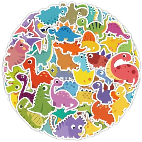 HNTR® Dinosaur Stickers for Kids | 60 Dino Cute Stickers for Party Bags & Dinosaur Sticker Book