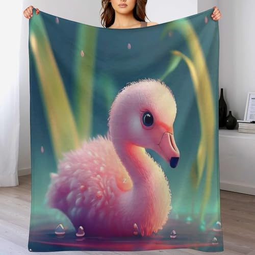 Flamingo Decke, Warme Decken, Wohndecke, Weich & Komfort Flannel Wolldecke, Sofadecke, Fleecedecke, Tagesdecke 100×130cm