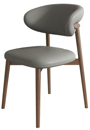 Mid-Century Esszimmerstuhl aus PU-Leder, wasserdichtes Kissen, armloser Lounge-Stuhl mit Holzbeinen, für Küche, Restaurant, Wohnzimmer und Schlafzimmer