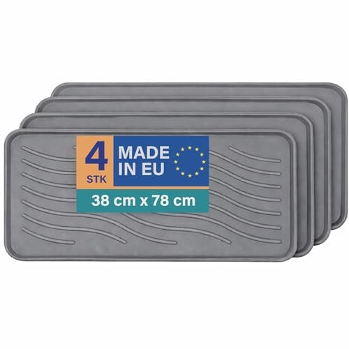 Bestlivings Schuhabtropfschale 4er-Pack, 78x38 cm, Anthrazit, wasserdicht | Für je 3-4 Paar Schuhe, 2,5 cm hoher Rand, robuste Schuhwannen aus Kunststoff, Universalablage für Haus, Tier & Garten