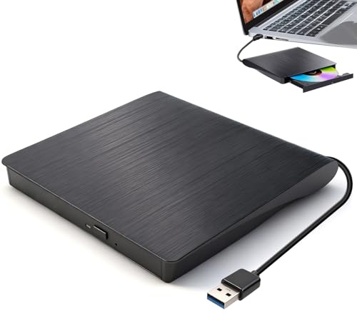 External CD DVD Drive for USB 3.0 Slim Portable CD DVD Drive Player Burner | Writer Reader Rewriter Optical Disc for Laptop PC Desktop Mac IOS Macbook Pro Windows 11 10 8 7 / XP Vista Linux
