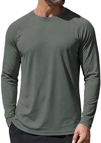 GOLDPKF Men's Sun UV Protection Shirts UPF 50+ Long Sleeve Quick Dry Outdoor Hiking Walking Fishing Lightweight T-Shirt
