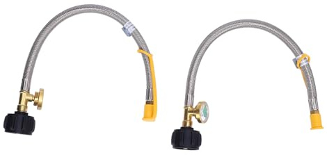 Eujgoov Tuyau de Raccordement de Gaz QCC1 1 à 4 Pouces NPT 40 Lb 250 Psi pour VR avec Raccord de Carburant GPL en Acier Inoxydable de 15 Pouces (2 pièces)