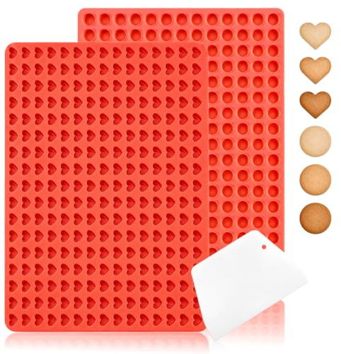 2 Stücke Backmatte Hundekekse, Silikon Backmatte für DIY Hund Snacks | Wiederverwendbare Lebensmittelechtes Silikon 255 Gitter+468 Gitter Backmatte mit Teigschaber, für Kekse, Eiswürfel