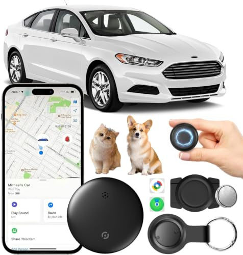 GPS Tracker Auto, Magnetischer GPS-Tracker Kompatibel mit iOS und Android, Wasserdichter Smart Tag, Globale Ortung Versteckter Tracker, IP68 Wasserdicht, Austauschbarer Akku, 365 Tage Akkulaufzeit