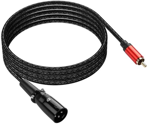 SinLoon 2M XLR 3Pin Male to RCA Male Audio Cable, Balanced to Unbalanced Adapter Cable, Super Soft Leather-Textured Metal Shell Gold-Plated Connector for Mixer, Amplifier, Audio Player
