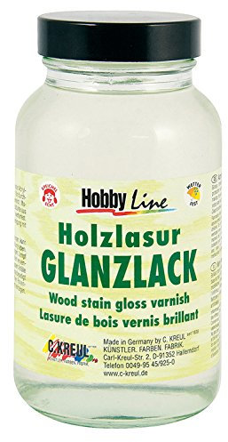 Kreul 78261 - Glanzlack für Holzlasur, 250 ml Glas, transparenter Überzugslack für durchgetrocknete Aufmalungen mit Holzlasur, für Innen und Außen