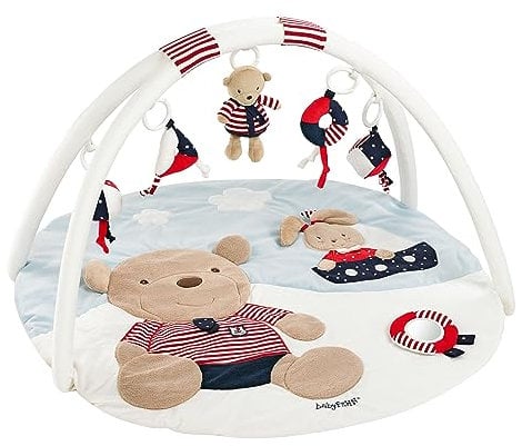 Fehn 3-D-Activity-Decke Spielbogen Ocean Club – Baby Krabbeldecke mit 5 abnehmbaren Spielzeugen zum Greifen – Spieldecke für Babys und Kleinkinder ab 0+ Monaten – Krabbelmatte als Geschenk zur Geburt