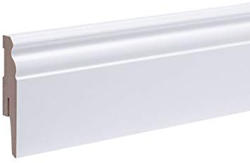 Leiste24 Fußleiste Berliner - Hamburger Profil 80 x 17 x 2.400mm Weiss | stabiler MDF-Kern | integrierter Kabelkanal und Clipfräsung | Sockelleisten weiß 80mm
