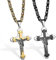 JewelryWe Schmuck 2pcs Edelstahl Jesus Christus Kruzifix Kreuz Anhänger mit 55cm Kette, Halskette für Herren und Damen, Gold Schwarz Silber