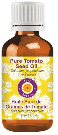 Deve Herbes Tomato Seed Oil (Solanum lycopersicum) | Cold Pressed | Pure | Natural | For Diluting Essential oils | For Skin & Massage | Non-Sticky| Lightweight| Men & Women | 15ml (0.50 oz)