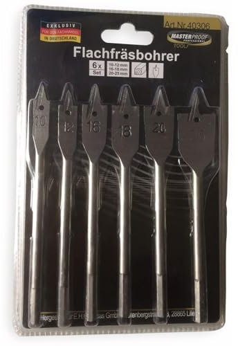 MASTERPROOF Flachfräsbohrer-Satz 10...25 mm, 6-teilig