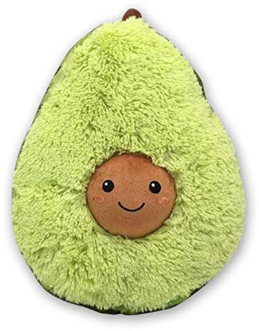 TE-Trend Avocado Kissen 20 cm - kuscheliges Avocado Plüschkissen - Avocado Kuschelkissen - Plüsch Avocado - stilvolles Plüschkissen im Avocado-Design - Kuscheltier Kissen für groß & Klein