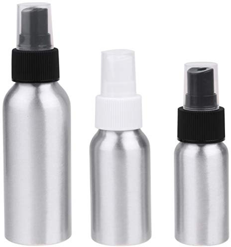 EXCEART 3pcs 30ML 50ML 100ML Aluminum fine mist spray bottles mini metal atomizer bottles fine small spray bottle travel containers (Black)