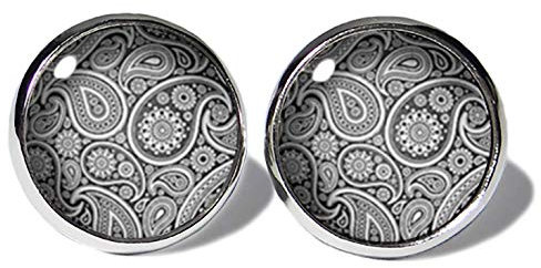 Paisley Silber-Grau Ohrstecker ABOUKI Damen Mädchen Kind Kinder Edelstahl Ohrschmuck Motiv Paisleymuster handgefertigte Ohrringe silber-farben