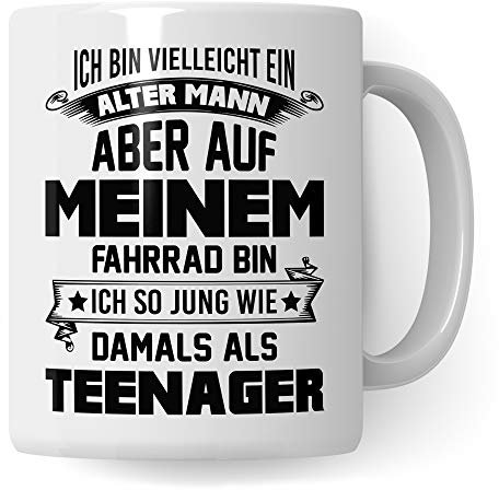Pagma Druck Fahrrad Tasse, Geschenk Fahrrad, Becher Fahrradmotiv Fahrradfahrer, Rennrad Geschenkideen Kaffeebecher, Radfahren Radfahrer Rennradfahrer Opa Alter Mann Rentner Großvater Kaffeetasse