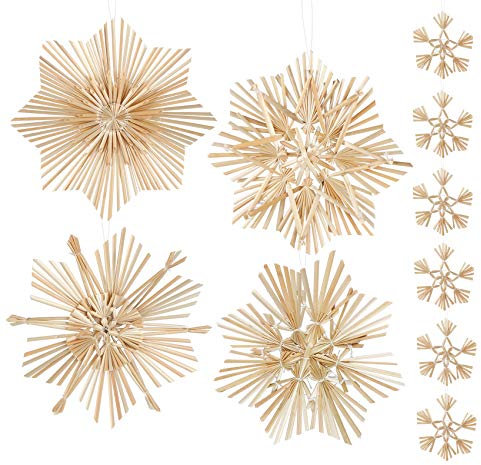 Anstore 14-teiliges Strohsterne Set, Weihnachtsbaumschmuck Deko aus Stroh, Strohsterne Baumschmuck Weihnachtsdekoration