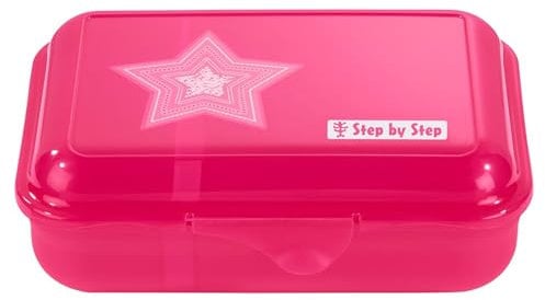 Step by Step Lunchbox „Glamour Star Astra“, pink, mit Trennwand und Klickverschluss, spülmaschinenfest, BPA-frei, für Schule und Kindergarten, für Mädchen, 0,9 Liter