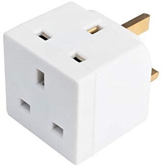 HomeBerg 2 Way Double Plug Adaptor - Multi Plugs Extension Sockets Adapter - UK 3 Pin Socket Extensions 250V 13 Amp - Power Extender Multiplug Block for Kitchen, Office, PC, TV, Indoor Lighting