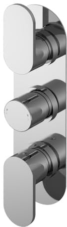 nuie BINTR03 Binsey | Modern Bathroom Round Twin Concealed Thermostatic Shower Valve with Diverter and Lever Handles, 280mm, Chrome