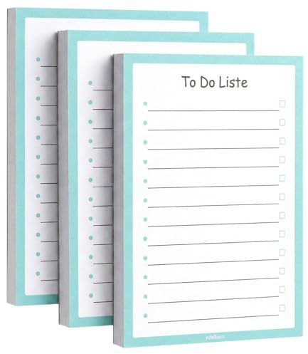 edelkern To Do Liste | 3er Set | Türkis | DIN A6 | Notizblock & Tagesplaner