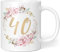 Geschenk Tasse Geburtstag 40 Frau - Geschenkideen zum 40 Geburtstag - Geburtstagsgeschenk für Frauen Blumen