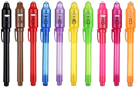 XDISHYN stylo à encre invisible dernier stylo espion avec marqueur d'espion magique à lumière UV (10)