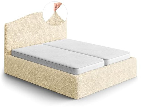 PAULATO Husse für Doppelbett über das Kopfteil und Grundgestell rüberziehen, Husse für Boxspringbetten 130-180cm Mikrofaser, bi-elastisches, kratzfestes und maschinenwaschbares Gewebe Made in Italy
