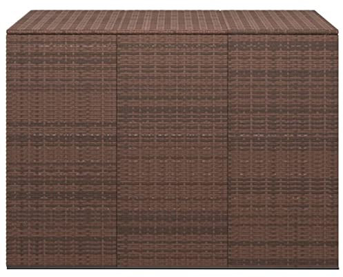 ZHOUMIN Garten-Kissenbox, Gartenbox, Auflagenbox, Gartenschrank, Balkonschrank, Aufbewahrungsbox, Gartenkiste, Balkon Schrank, Outdoor Box, PE Rattan 145x100x103 cm Braun
