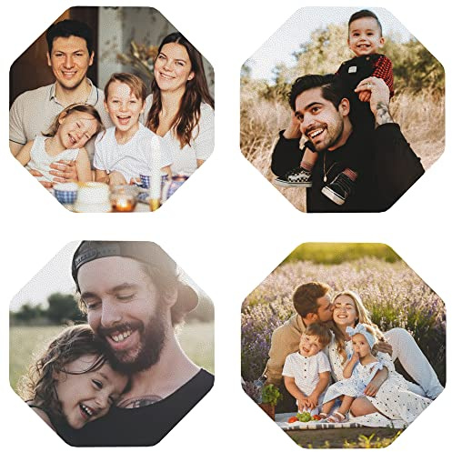 Personalisierte Untersetzer Mit Foto, Eigenes Bild Oder Text Selbst Gestalten, Fotountersetzer Als Lustiges Geschenk Für Paare, Familie, Haustier, Geburtstag Oder Jahrestag (Achteckig, 4er Set)