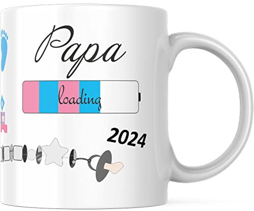 geschenke-fabrik.de - Tazza con scritta – Papa loading 2024 – Regali per i papà incinte – Gravidanza – Baby loading – Tazza papà 2024 regalo