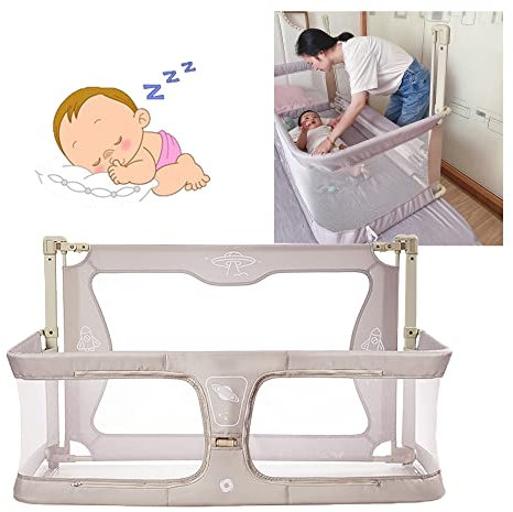 3 In 1 Baby Beistellbett,120 X 50 Cm, Reisebett Faltbar&Laufstall,Babybett,tragbare Krippe, Baby-Stubenbett, Nachtbett,für Cosleeper Im Bett, Atmungsaktives Und Sichtbares Netzfenster ( Color : Creamy