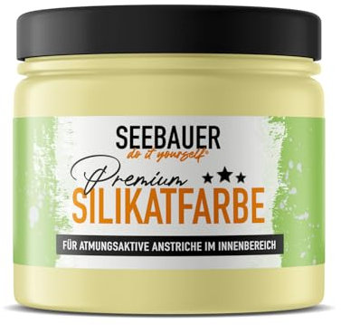 SEEBAUER diy Silikatfarbe Gelb 300ml für Innen (No. 457 Lemon Soda) Atmungsaktive Mineralfarbe für Allergiker - Abwaschbare Wandfarbe - Gelbtöne hohe Deckkraft